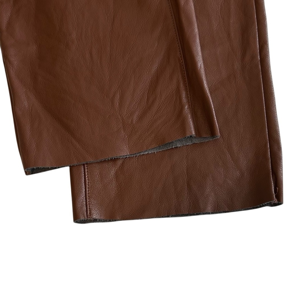 Express Vegan Leather Super High Rise Straight Pants‎ SZ 8 in Brown - Picture 6 of 9
